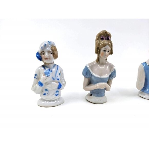 VTG Lot Of 6 Porcelain Half Dolls, 2 Attached To Hand Brooms, Beautiful Figures! - Picture 4 of 8